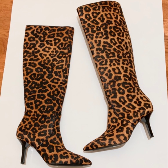 MICHAEL KORS Katerina Leopard Calf Hair Knee-High Stiletto Heels Boots 6.5 - Picture 7 of 16